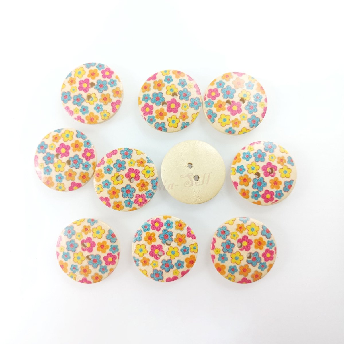 10pcs 30mm Buttons Painted Wooden 4-Hole Coat Boots Upholstery Flower Butterfly Sewing Clothes - Carnations - Asia Sell