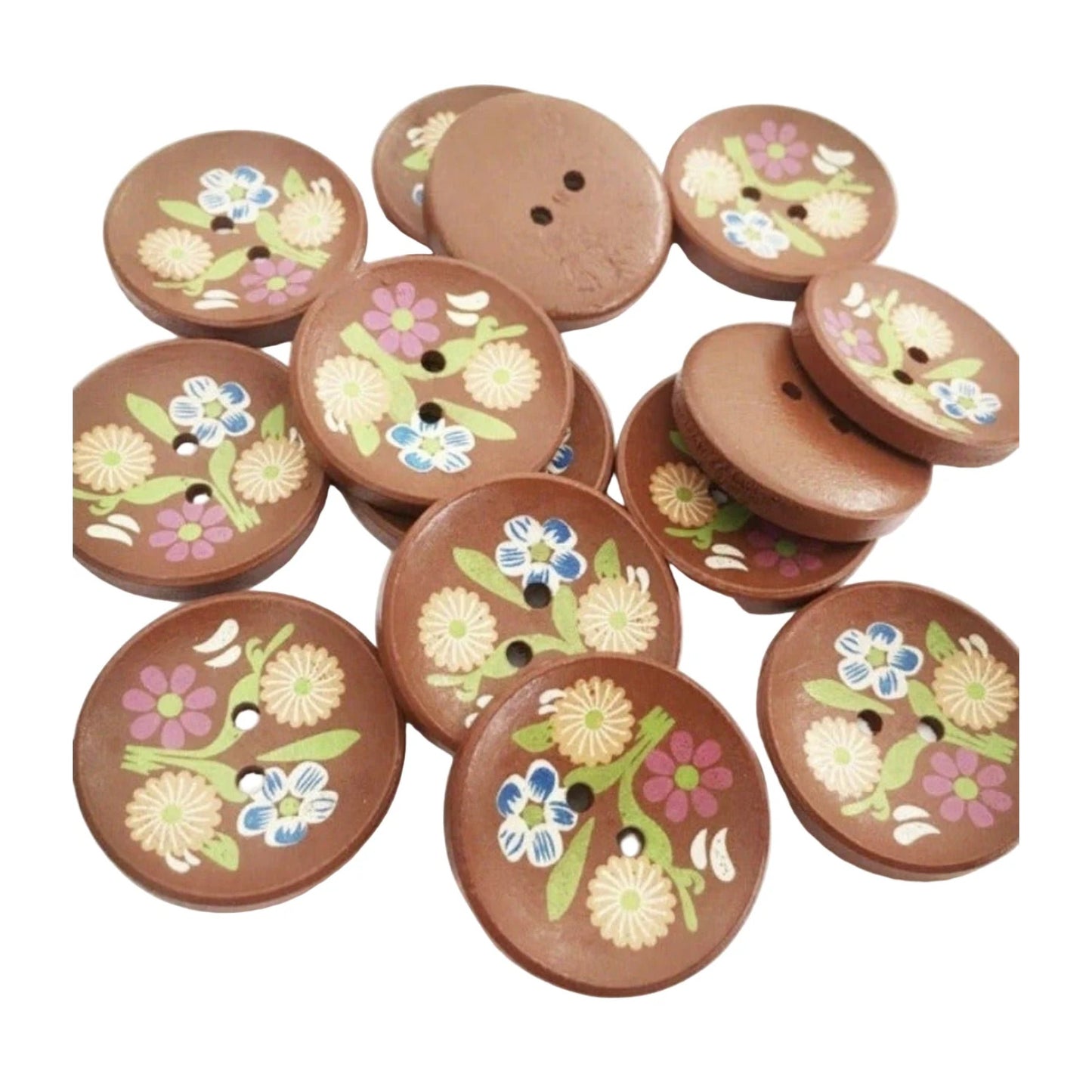10pcs 30mm Colourful Tree Pattern Clothing Wooden Buttons 2 Hole Sewing Scrapbooking Craft DIY - - Asia Sell