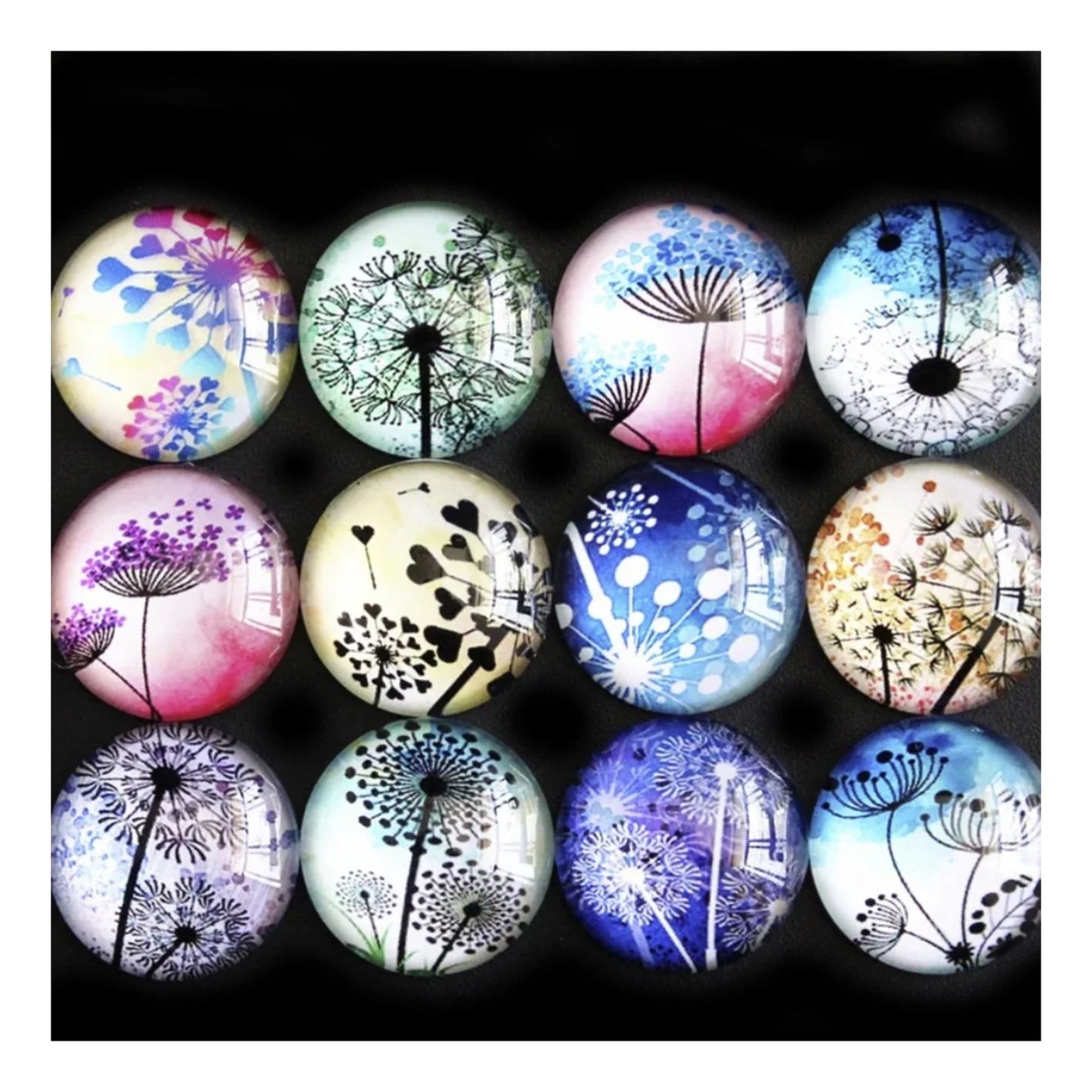 10pcs 30mm Dandelion Round Glass Cabochon Flatback Photo Base Tray Blank DIY Making Accessories - - Asia Sell