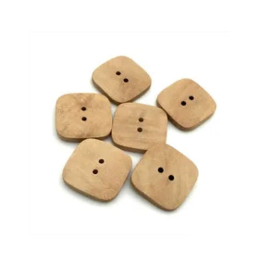 10pcs 30mm Square Wooden Buttons 2-Hole Flatback Light Brown Coat Garment Upholstery - Asia Sell