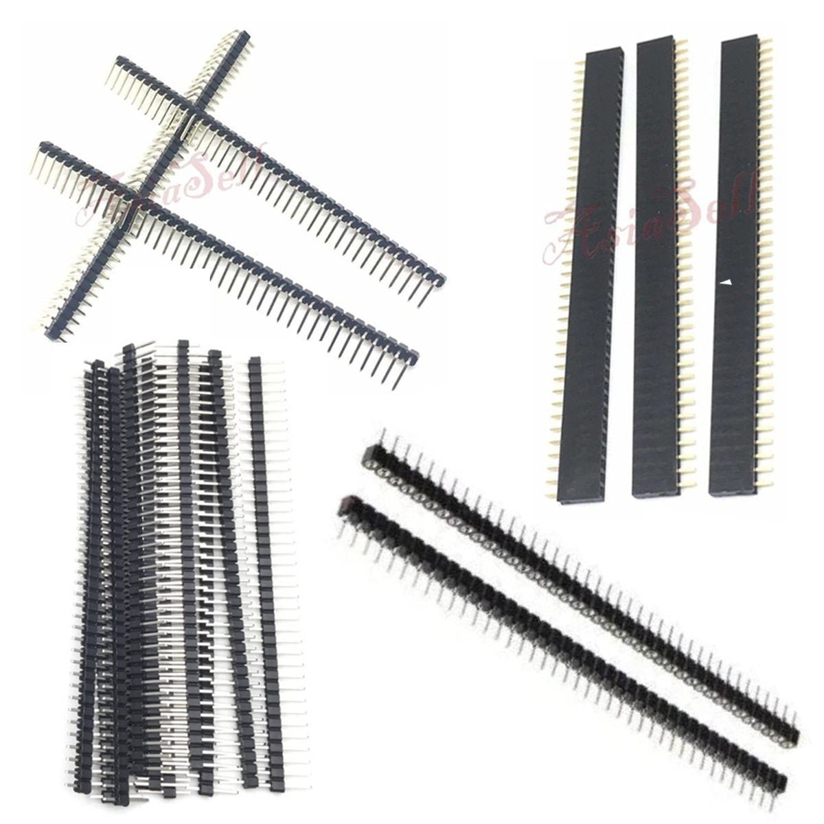 10pcs 40 Pin 1x40 Single Row Female Male 2.54mm Pitch Header Straight Right Angle Adapter - 10x Right Angle Male - Asia Sell
