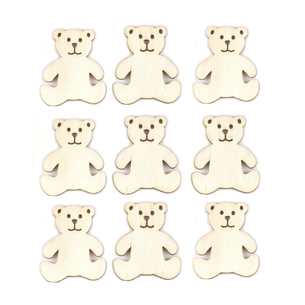 10pcs 41x48mm Bear Pattern Wood DIY Crafts Scrapbook DIY For Home Decor Natural Wooden Ornaments Accessories Embellishment - - Asia Sell
