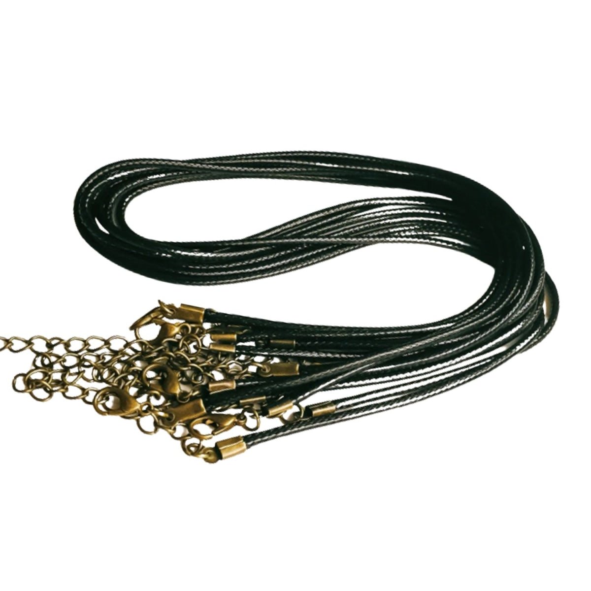 10pcs 50cm Adjustable Black Brown Artificial Leather Cord Lobster Clasp Chain Pendant Necklace Charms Jewellery Finding - Black - Asia Sell