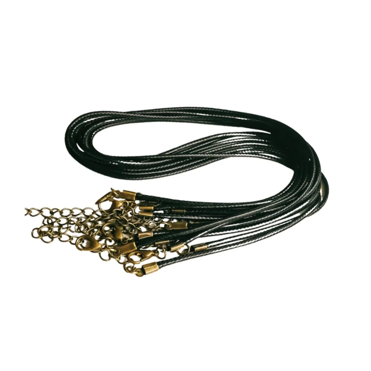 10pcs 50cm Adjustable Black Brown Artificial Leather Cord Lobster Clasp Chain Pendant Necklace Charms Jewellery Finding - Black - Asia Sell