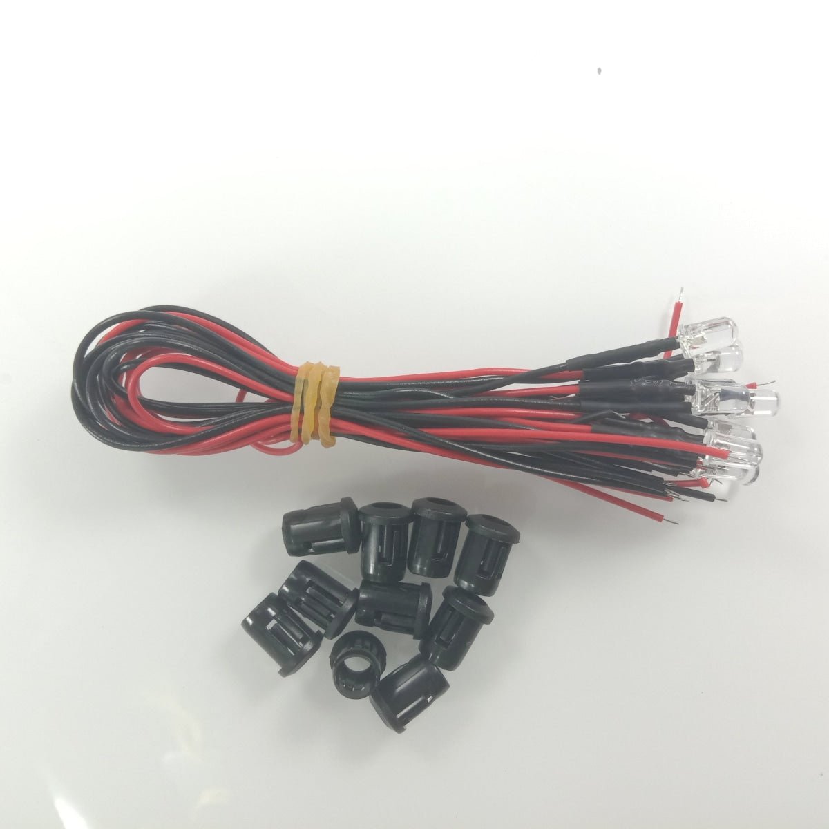10pcs 5mm 12V Wired Cable LEDs Panel Mount Plastic Bezels White Blue Green UV Red Yellow Pink RGB 8000MCD LED - UV - Asia Sell