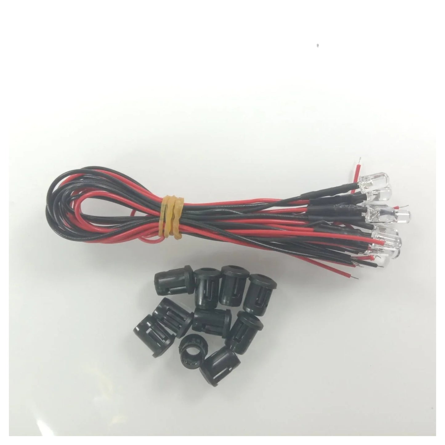 10pcs 5mm 12V Wired Cable LEDs Panel Mount Plastic Bezels White Blue Green UV Red Yellow Pink RGB 8000MCD LED - UV - Asia Sell