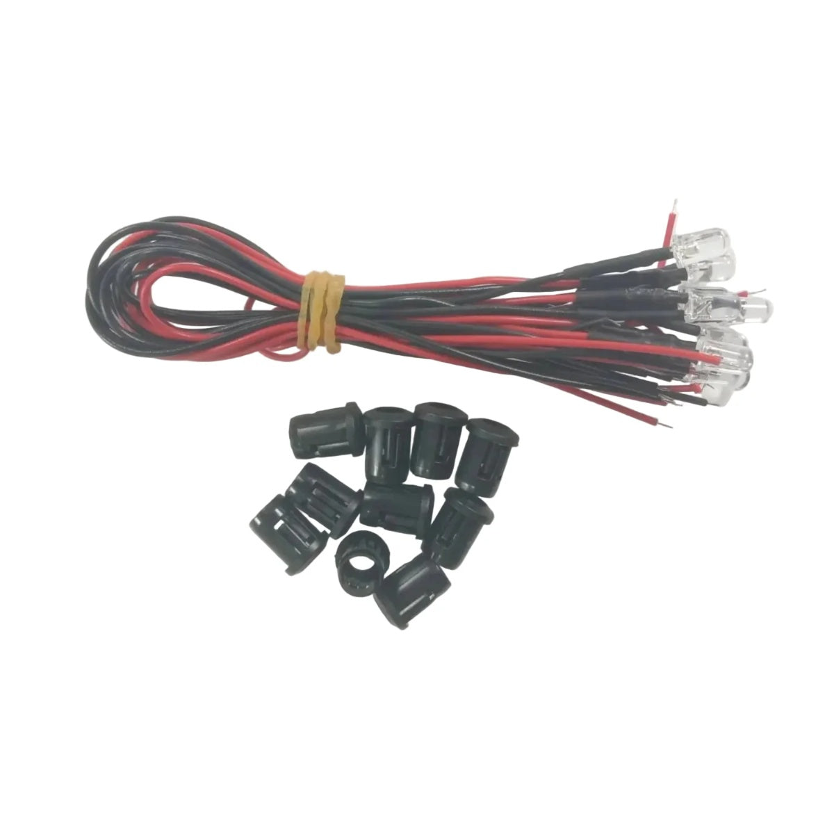 10pcs 5mm 12V Wired Cable LEDs Panel Mount Plastic Bezels White Blue Green UV Red Yellow Pink RGB 8000MCD LED - UV - Asia Sell
