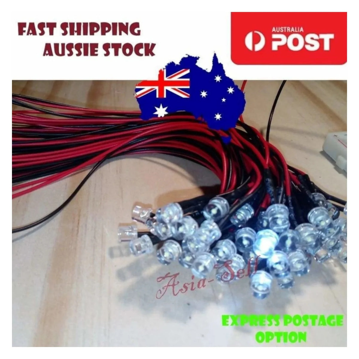 10pcs 5mm 3.4V-12V Wired Flat LEDs White Pink Cable 8000MCD LED - White - Asia Sell