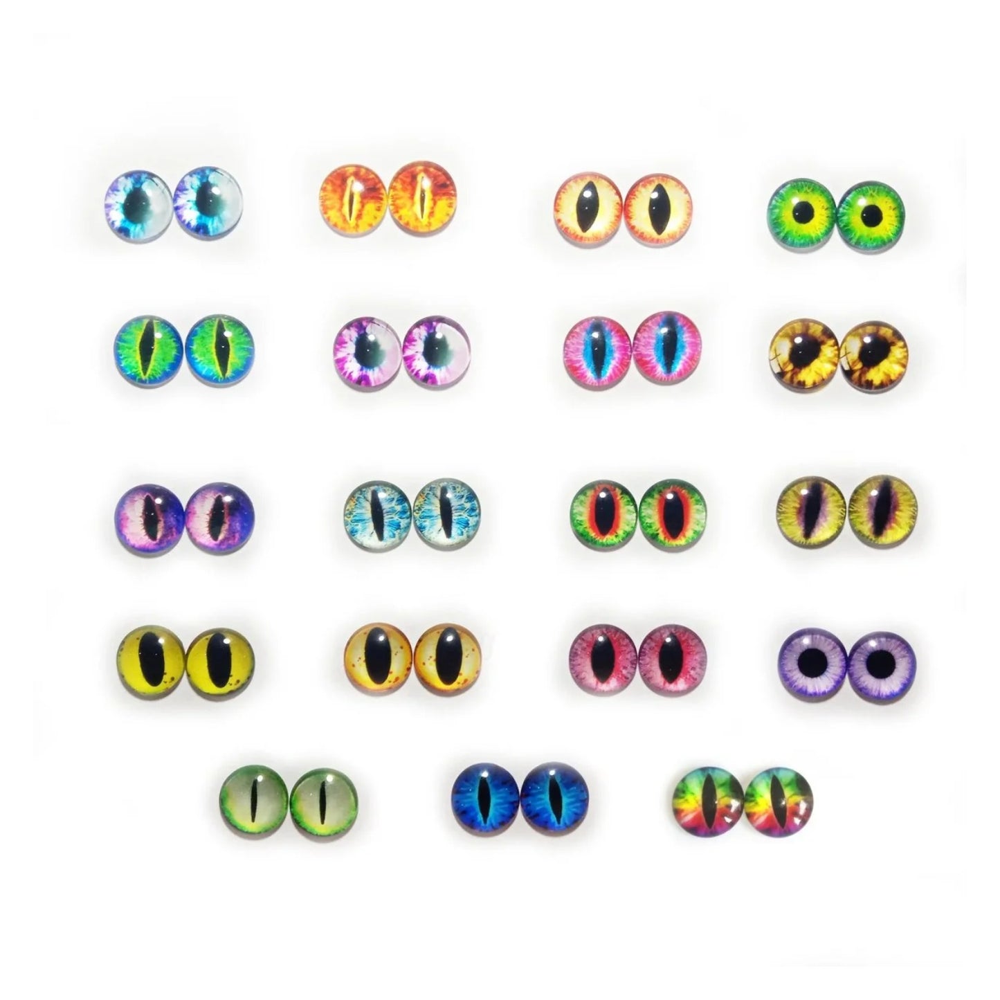 10pcs 6mm 8mm 10mm 12mm Glass Eyes Cabochon Lizard Cat Frog Animal Flat Dome Eye - 6mm - 24. Mixed Set 1 - Asia Sell