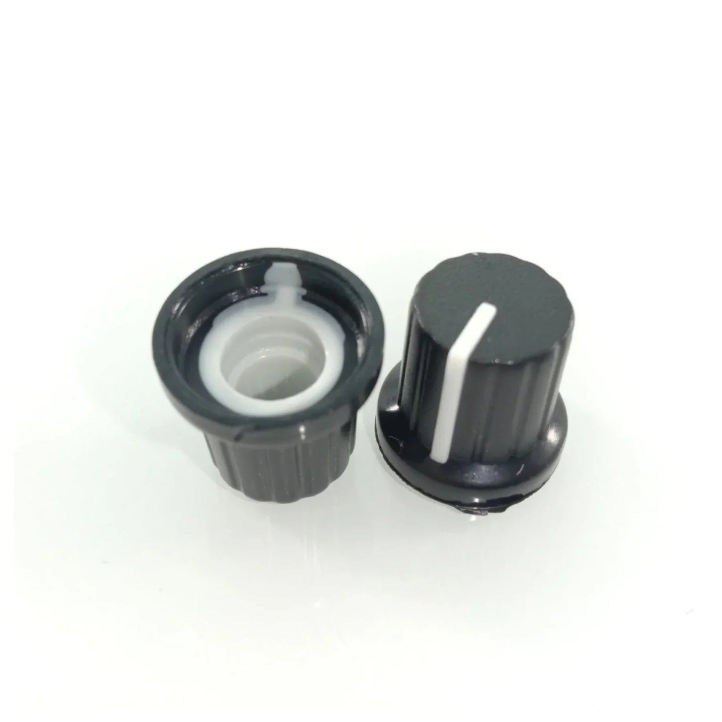 10pcs 6mm Diameter Shaft Hole Plastic Threaded Knurled Potentiometer Knobs Caps - - Asia Sell