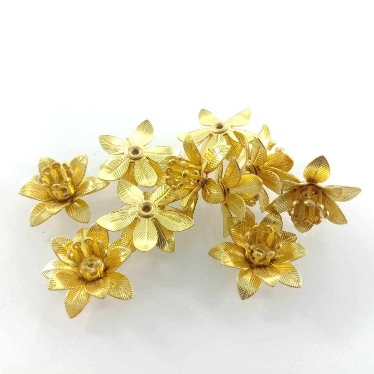 10pcs 6x15mm Copper Filigree Flowers Base Connector Bead Cap Charms Pendants Setting Craft DIY Shape - Brass - Asia Sell