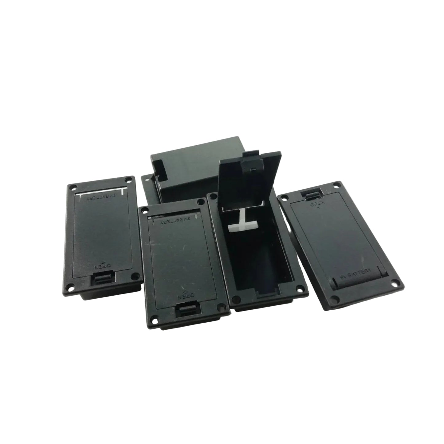 10pcs 9V Battery Holders Swing Snap Lid Box Holder with Clips - - Asia Sell