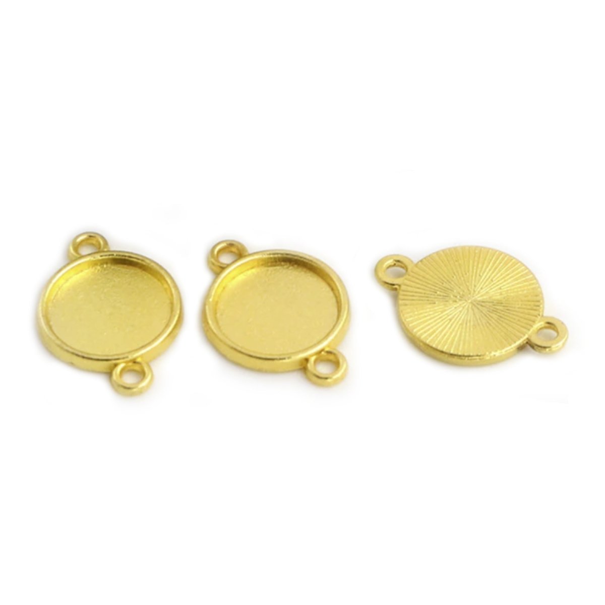 10pcs Cabochon Bases 10mm Charms Pendant Metal | Gold Double Loop | Asia Sell