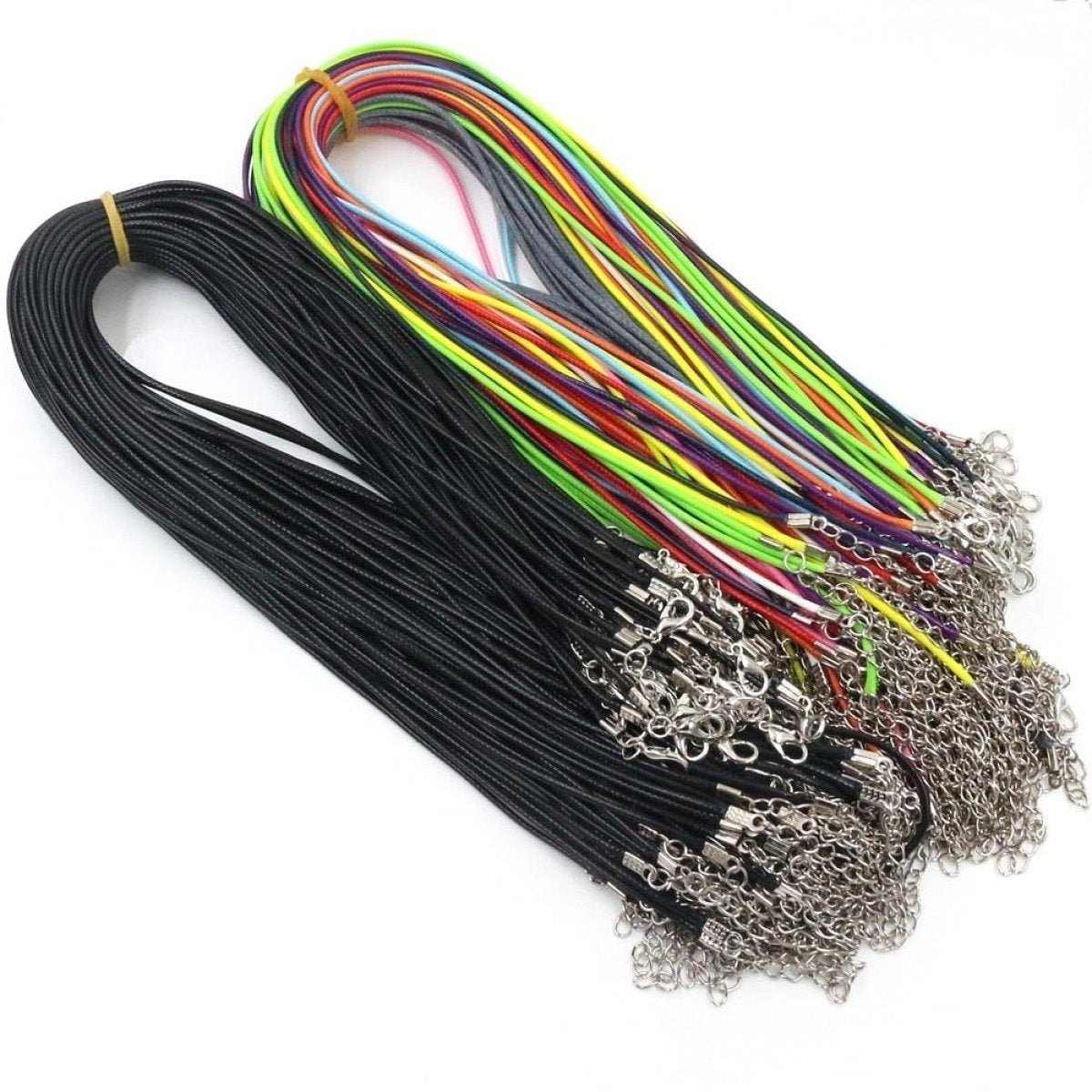 10pcs Adjustable Braided Rope Necklaces & Pendant Charms Findings Lobster Clasp String Cord 2mm - Black - Asia Sell