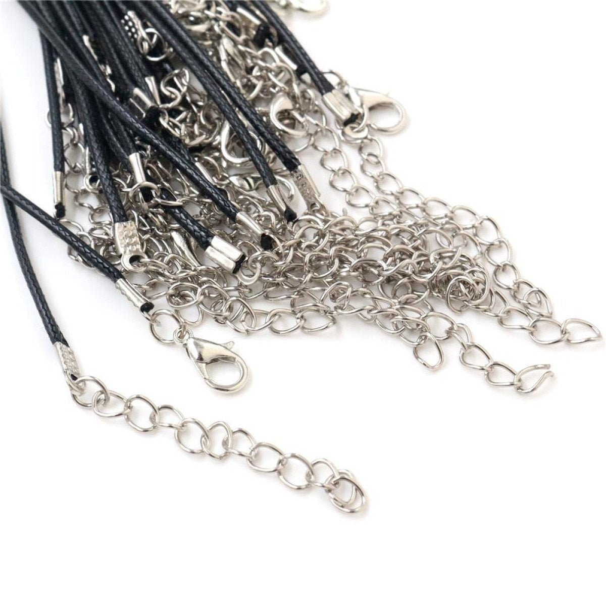 10pcs Adjustable Braided Rope Necklaces & Pendant Charms Findings Lobster Clasp String Cord 2mm - Black - Asia Sell