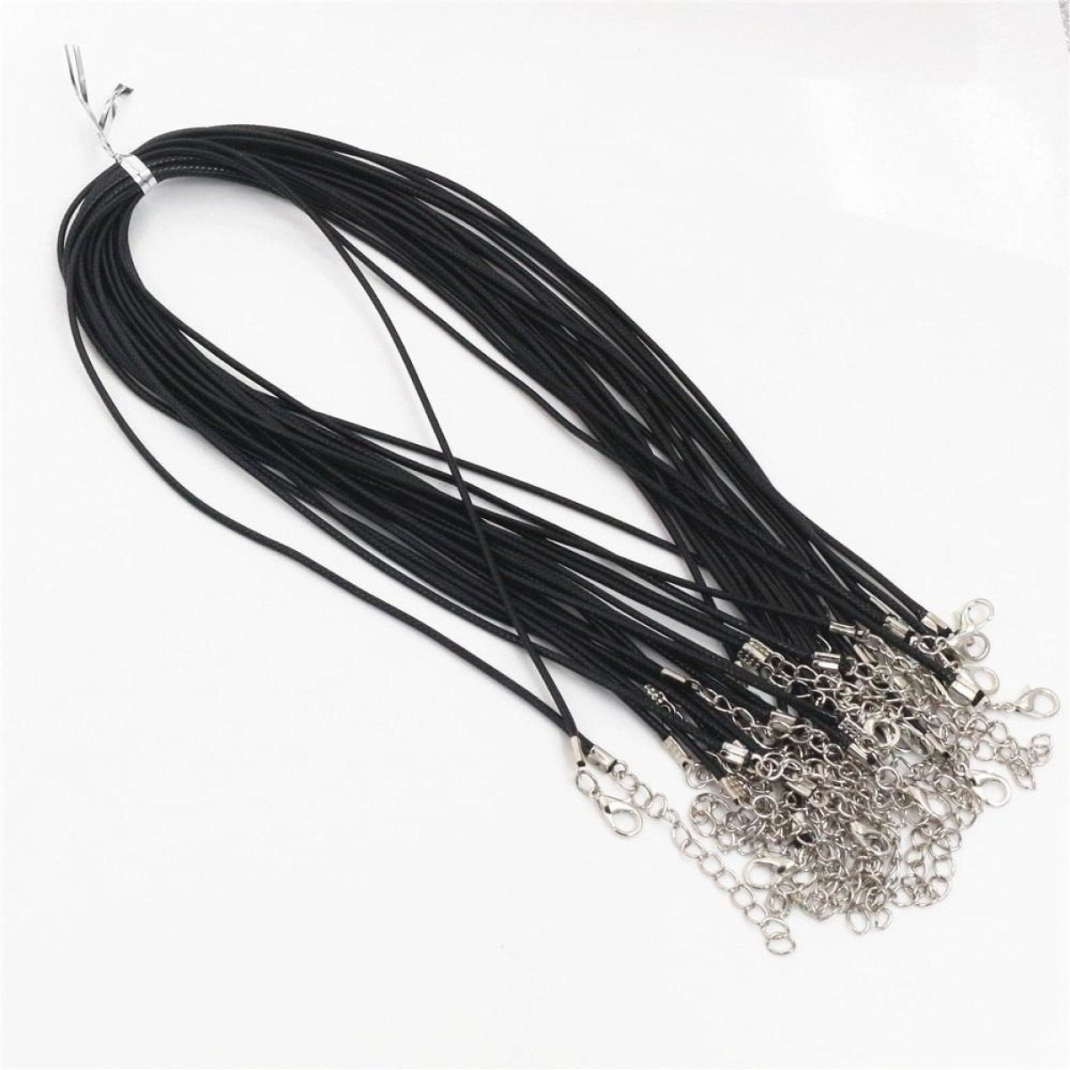 10pcs Adjustable Braided Rope Necklaces & Pendant Charms Findings Lobster Clasp String Cord 2mm - Black - Asia Sell