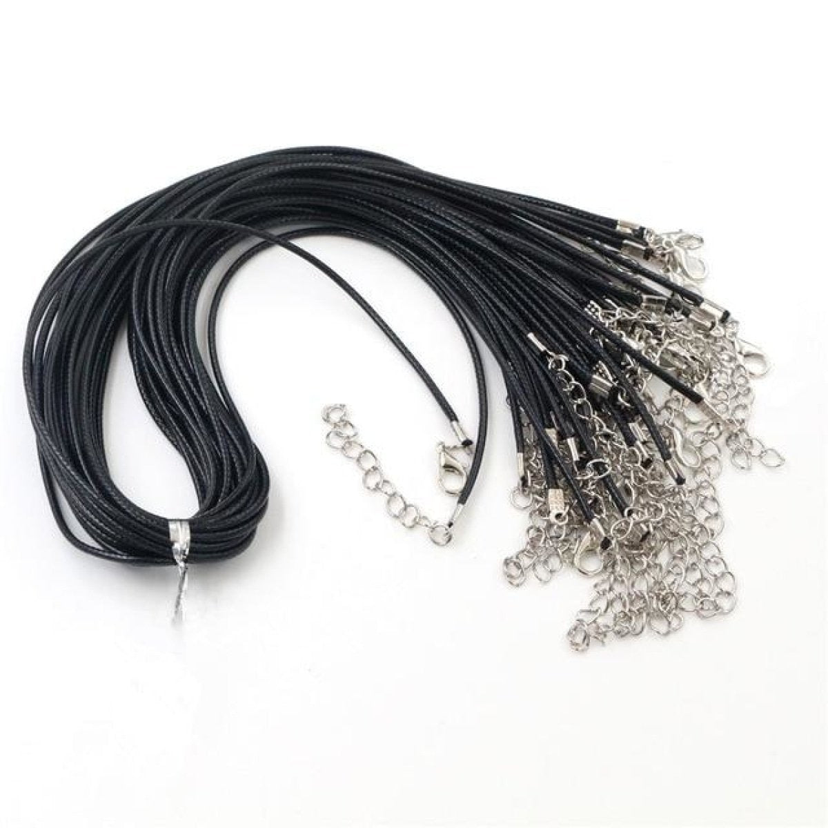 10pcs Adjustable Braided Rope Necklaces & Pendant Charms Findings Lobster Clasp String Cord 2mm - Black - Asia Sell