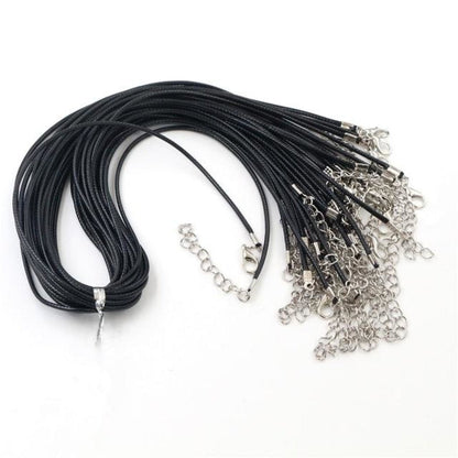 10pcs Adjustable Braided Rope Necklaces & Pendant Charms Findings Lobster Clasp String Cord 2mm - Black - - Asia Sell