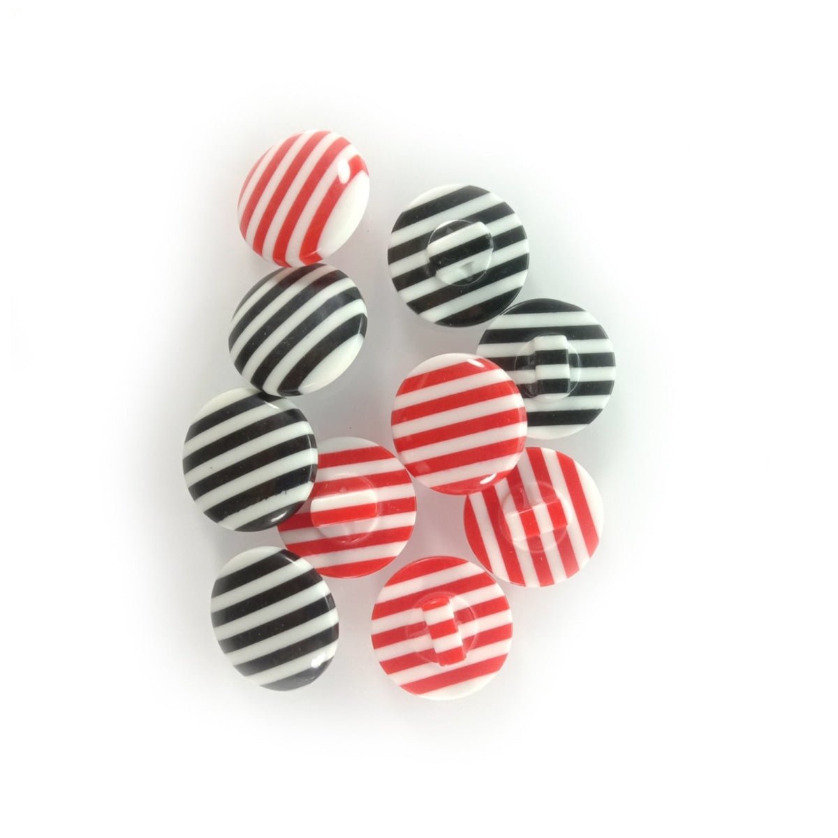 10pcs Black and White Stripes Buttons Loop Shank Red White Stripes Clothing - 15mm - Asia Sell