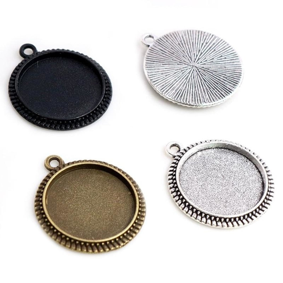 10pcs Cabochon Base 16mm Inner Size Antique Bronze And Silver Colour Metal Cameo Setting Charms Pendant - Antique Bronze - - Asia Sell