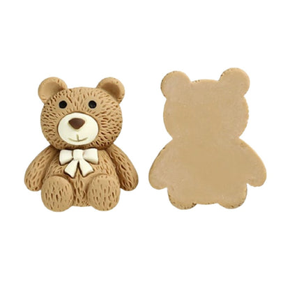 10pcs Crafting Teddy Bears Flat Back Biscuit White Chocolate Appearance Cabochon Flatbacks Phone Decor Parts Scrapbooking Craft DIY Hair Bows Accessories - Brown - - Asia Sell