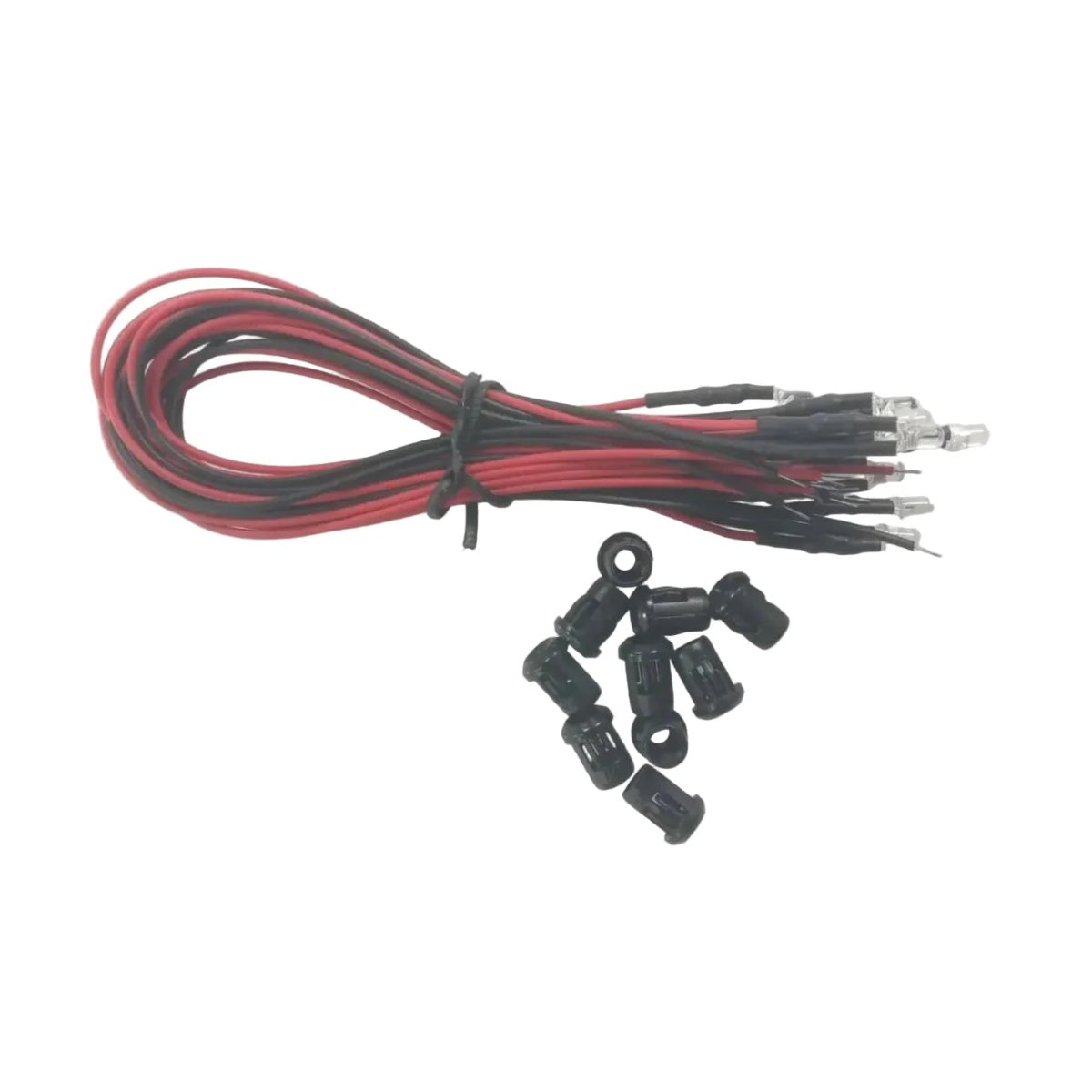 10pcs Each 3mm 12V Wired LEDs + Black Plastic Surrounds White Blue Green UV Red Yellow Pink Cables Orange LED - UV - Asia Sell