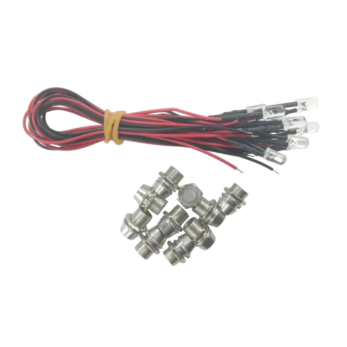 10pcs Each 5mm 12V Wired LEDs Cables + Panel Mount Bezels White Blue Green UV Red Yellow Pink RGB 8000MCD LED - UV - Asia Sell