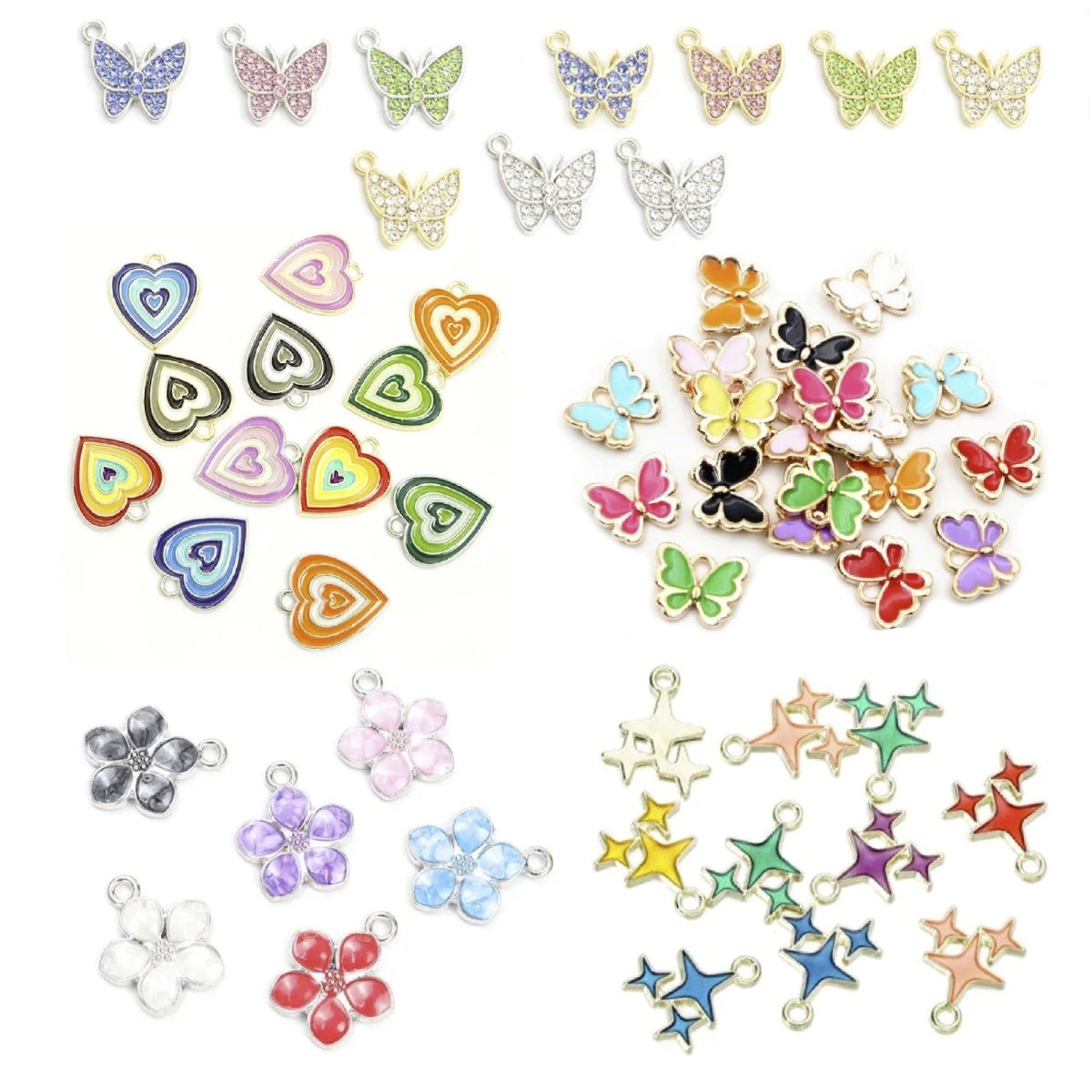 10pcs Enamel Rhinestones Inlaid Charms DIY Loop Pendant Charms Jewellery Making Bracelet Necklace - Enamel Butterflies 13x10mm - Asia Sell