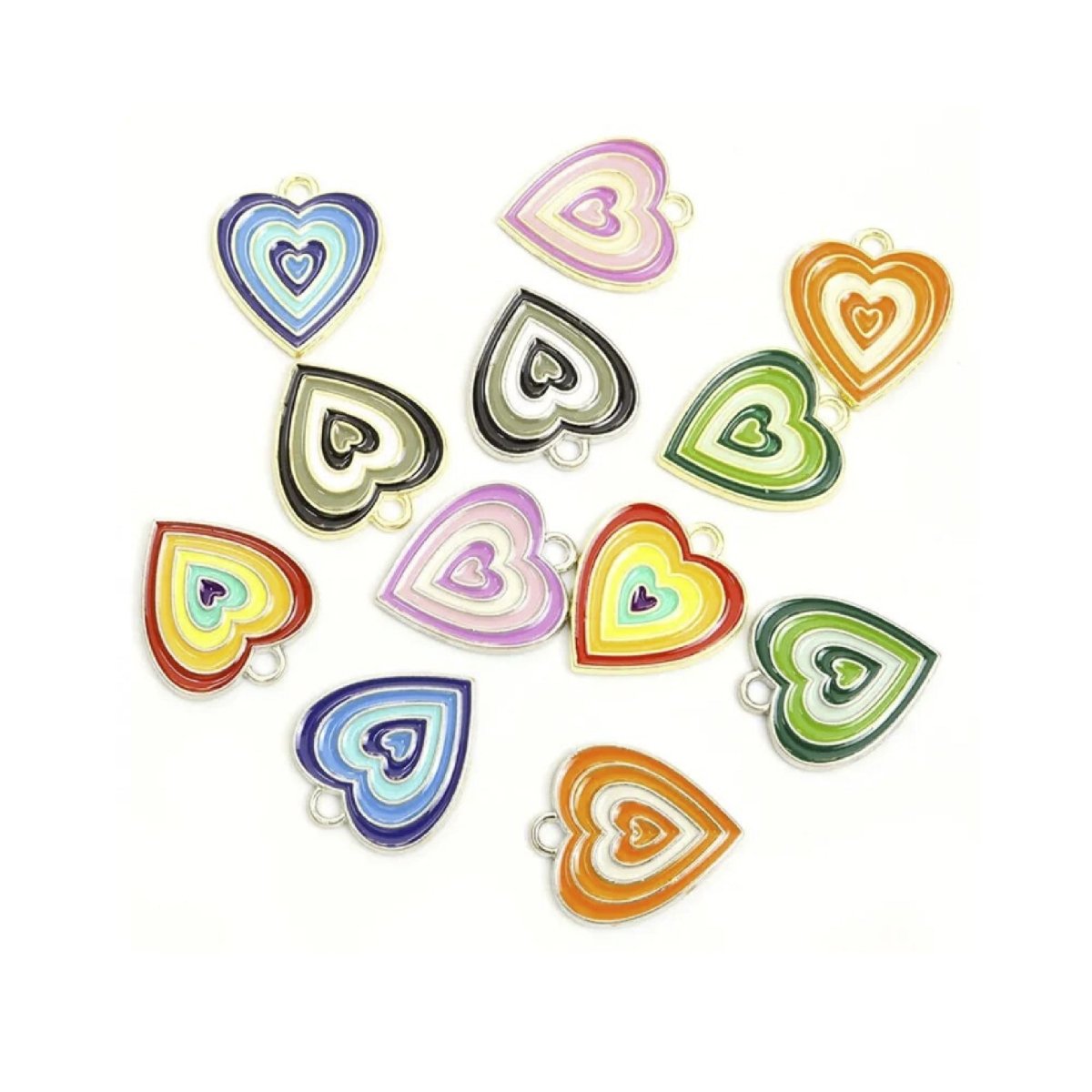 10pcs Enamel Rhinestones Inlaid Charms DIY Loop Pendant Charms Jewellery Making Bracelet Necklace - Enamel Hearts 19x18mm - Asia Sell