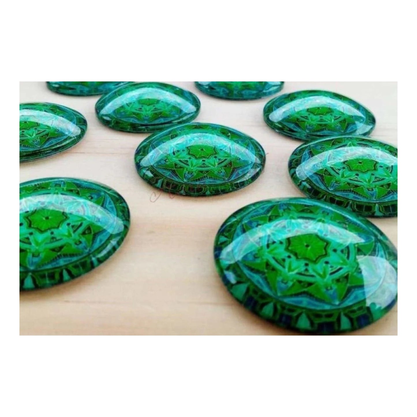10pcs Flower Round Glass Cabochons 30MM Cameo Dome for Pendants Bowl Decorations - - Asia Sell