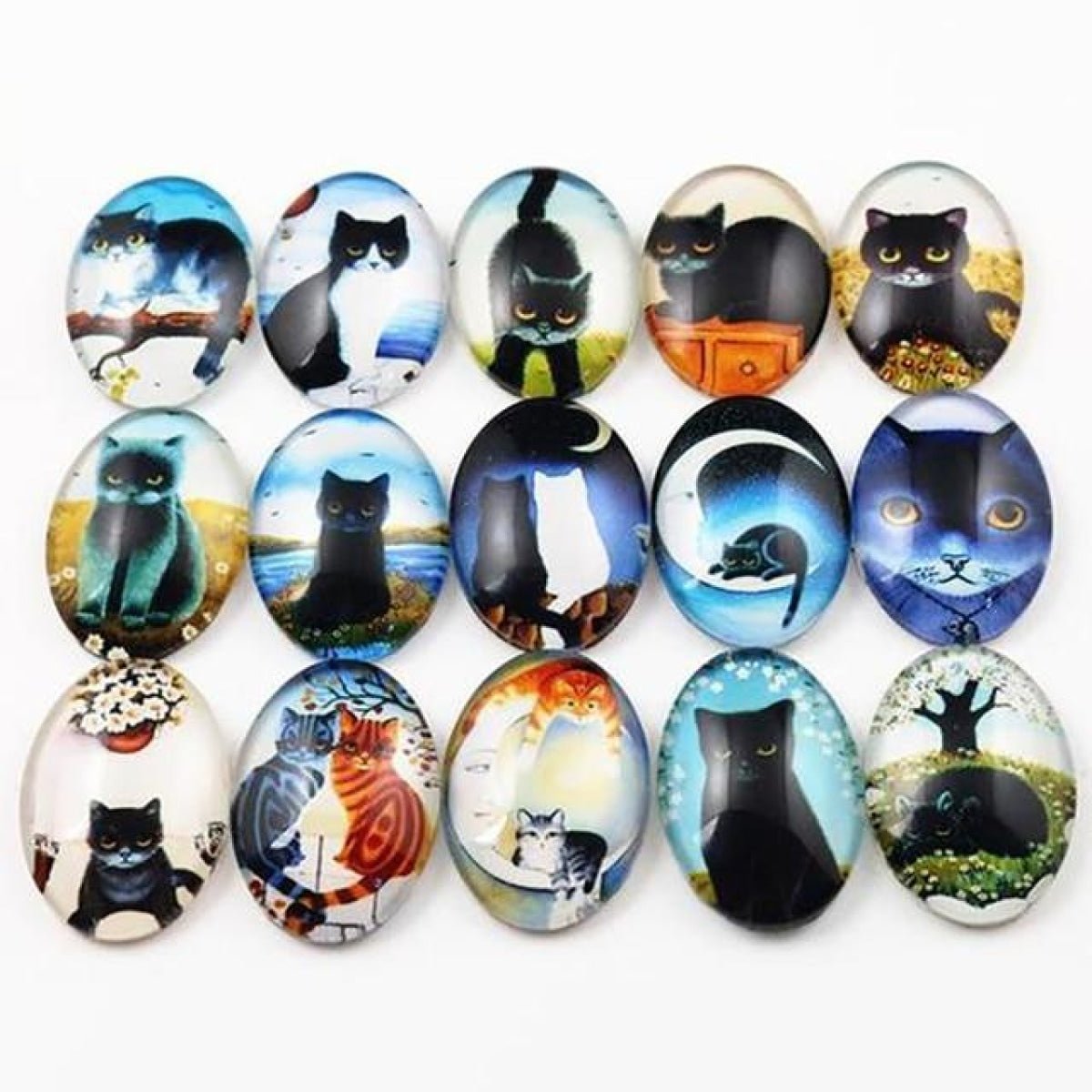 10pcs Glass Cabochons Flower Tree Life Handmade Oval Shape 18x25mm Jewellery Accessories - CATS - - Asia Sell