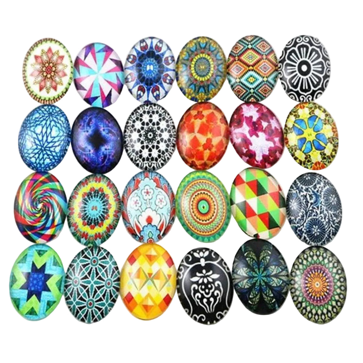 10pcs Glass Cabochons Oval Shape 18x25mm Jewellery Accessories Pattern 1 - - Asia Sell