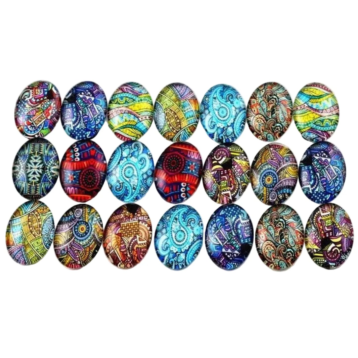 10pcs Glass Cabochons Oval Shape 18x25mm Jewellery Accessories Pattern 3 - - Asia Sell