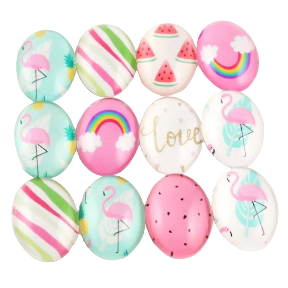 10pcs Glass Cabochons Oval Shape 18x25mm Jewellery Accessories Pattern 6 - - Asia Sell