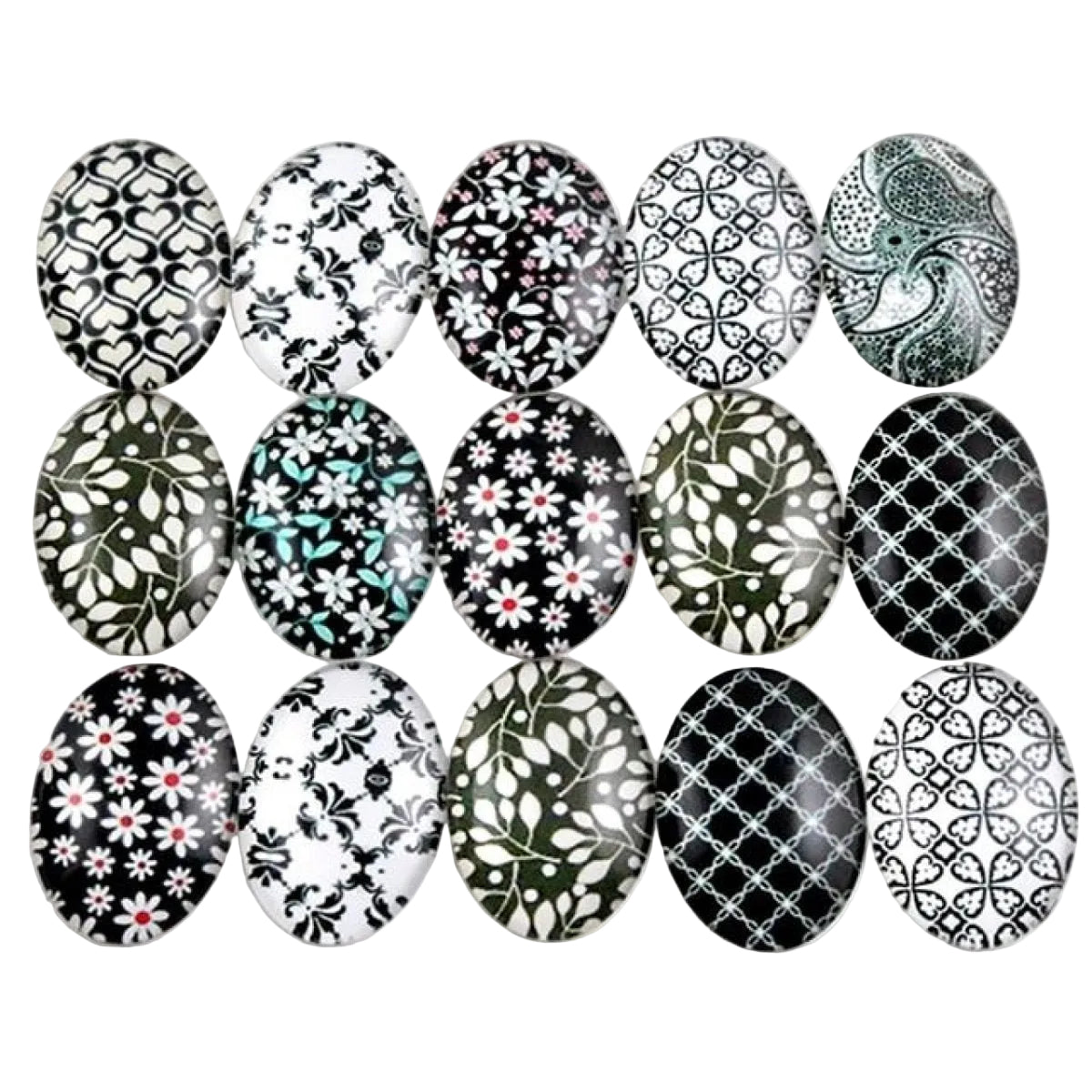 10pcs Glass Cabochons Oval Shape 18x25mm Jewellery Accessories Pattern 8 - - Asia Sell