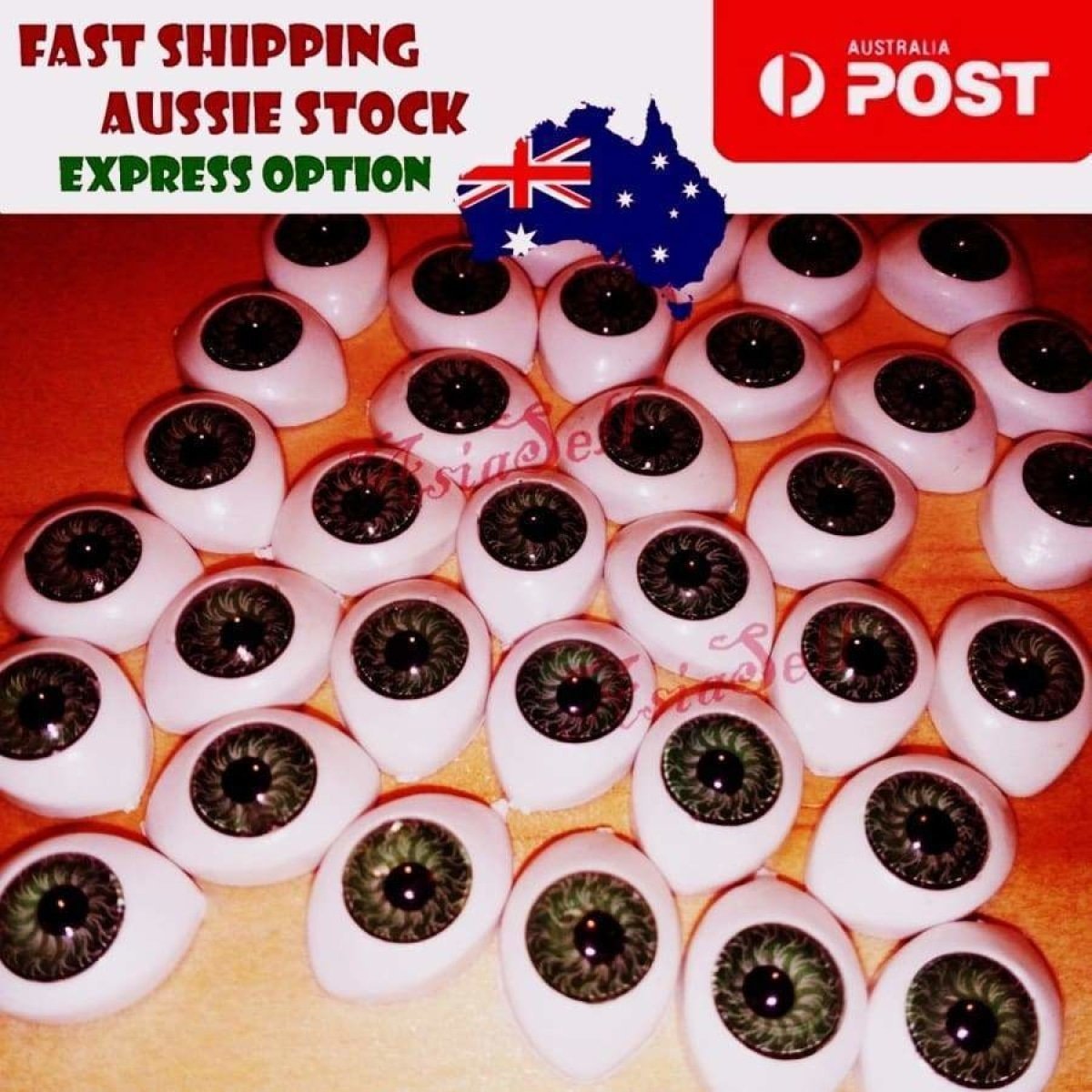 10pcs GREY Oval Plastic Eyes 10.5mm x 7.6mm 7mm 8mm Iris Reborn Dolls Eyeballs Half - - Asia Sell