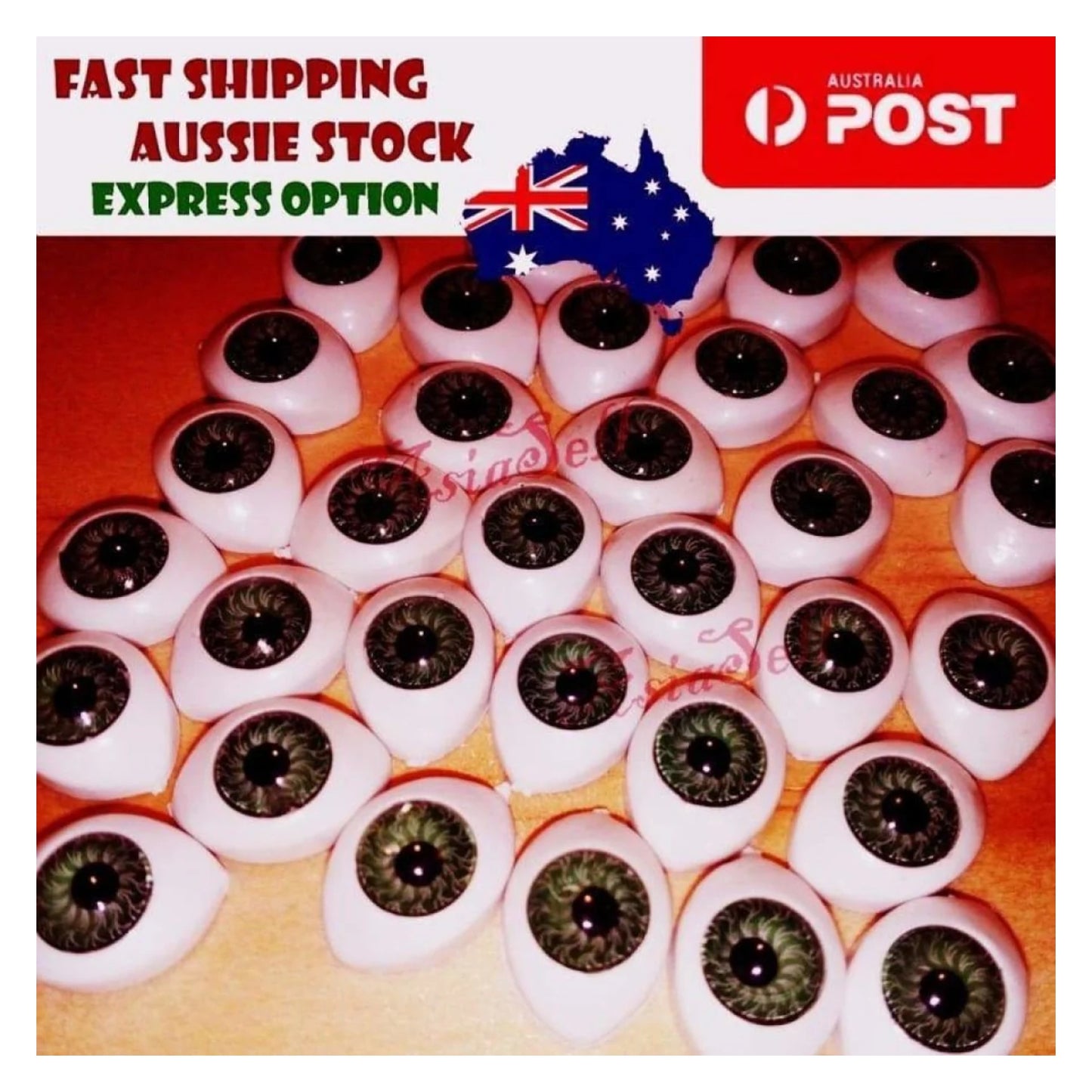 10pcs GREY Oval Plastic Eyes 10.5mm x 7.6mm 7mm 8mm Iris Reborn Dolls Eyeballs Half - - Asia Sell
