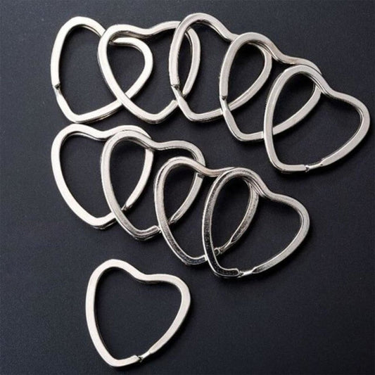 10pcs Heart Shape Key Ring Silver Colour Split Ring Chain Keychain 30mm Split Keyring - Asia Sell