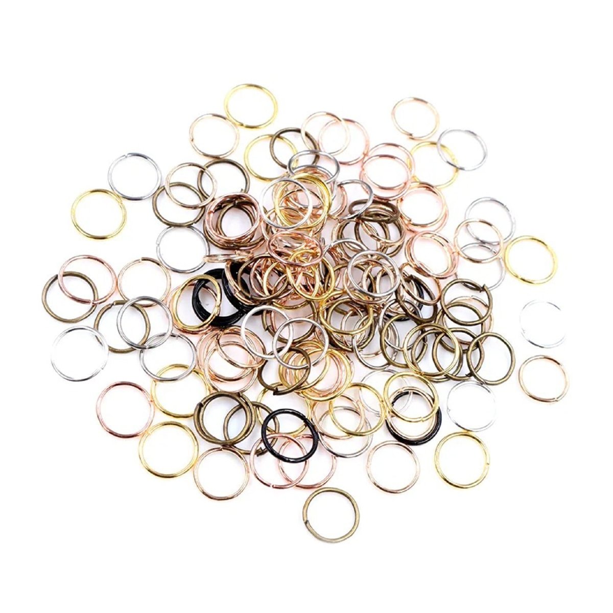 10pcs Jewellery Open Jump Rings 8mm-12mm Single Loop KC Gold Rhodium Light Silver Gold Key Rings Small Keyring - 8mm Mixed - - Asia Sell