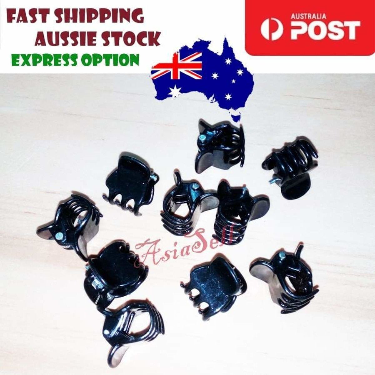 10pcs Mini Hair Clip 12mm Black Plastic Girls Women - - Asia Sell