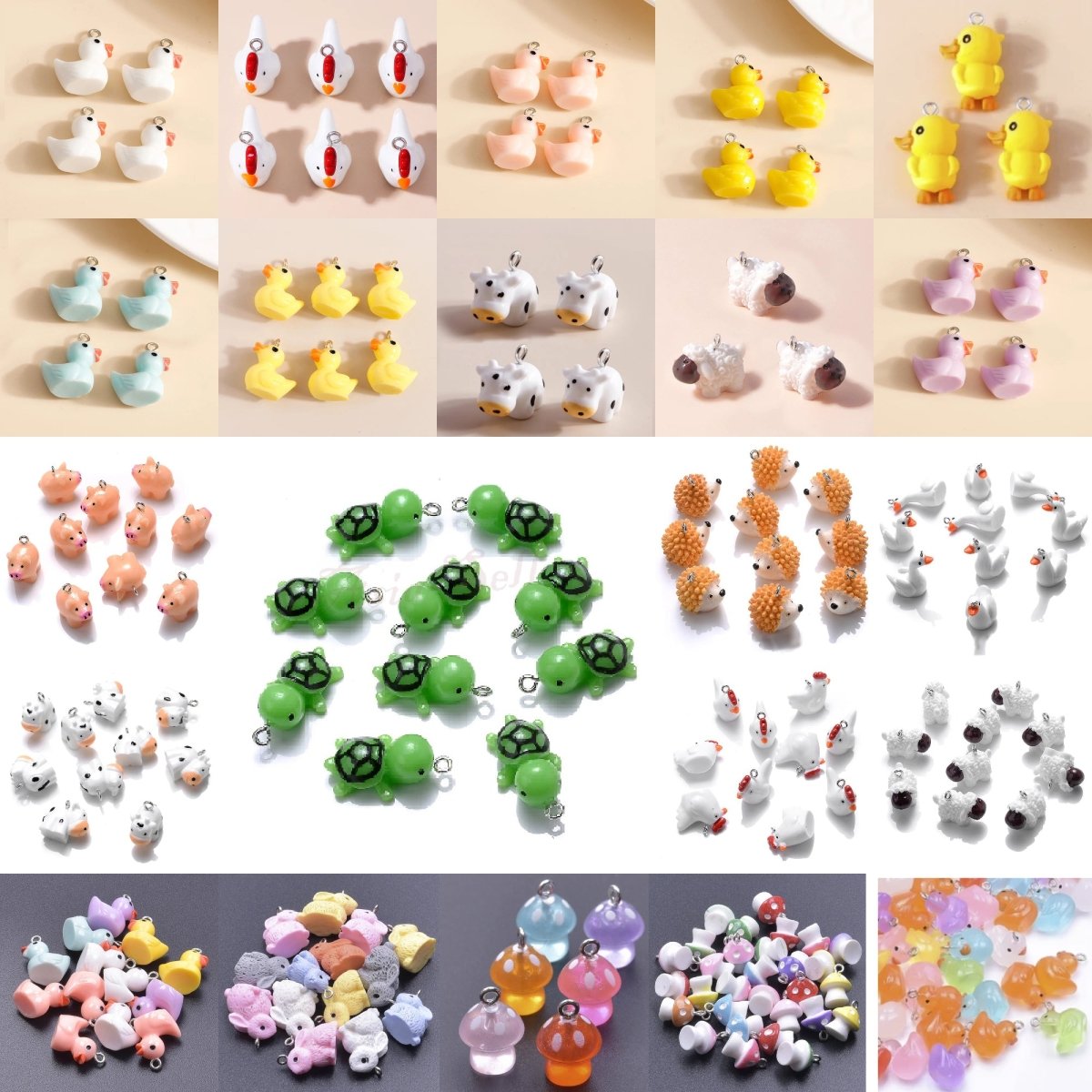 10pcs Miniature Mini Garden Animal Figurines Charms with Loop Pendant Craft - Pigs - Asia Sell