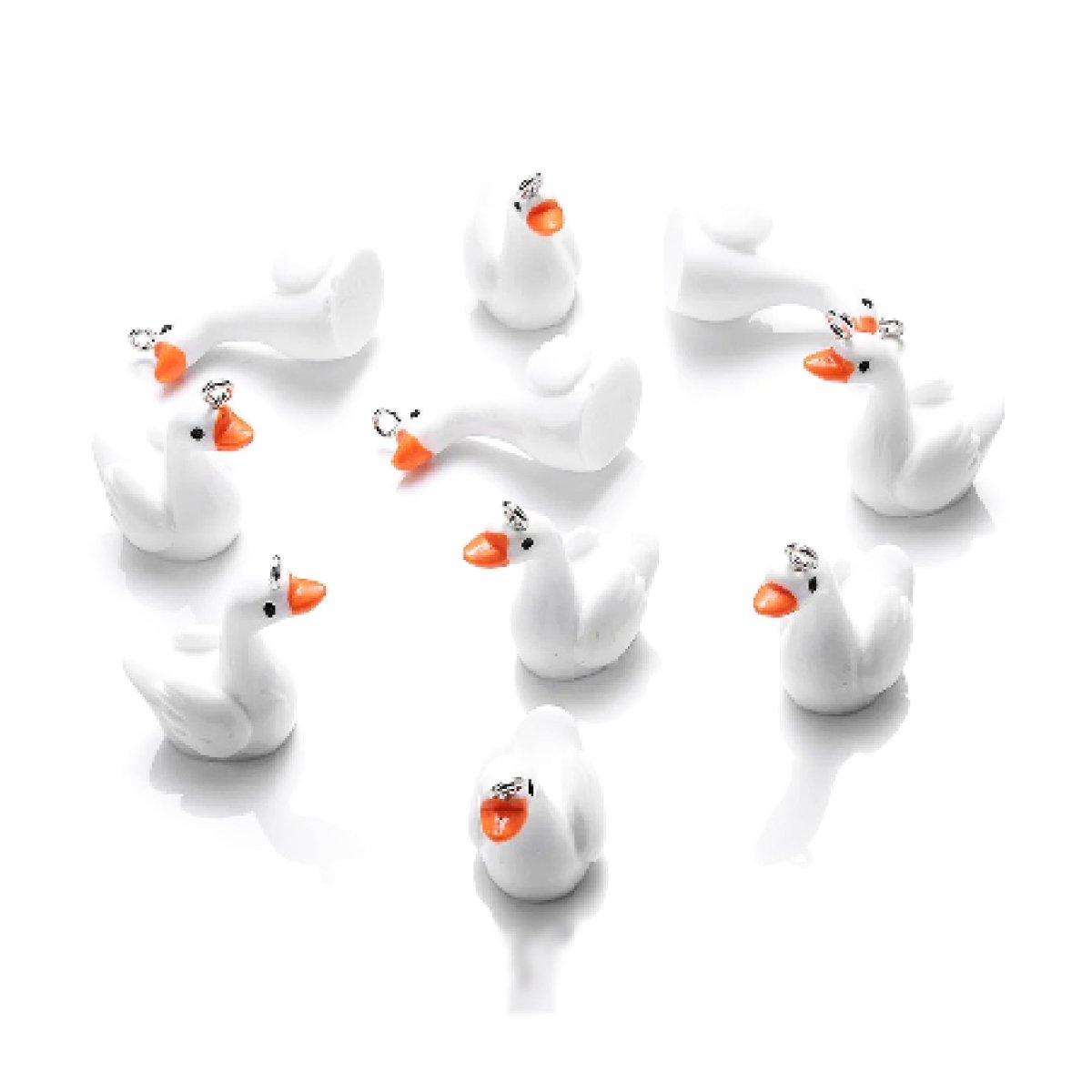 10pcs Miniature Mini Garden Animal Figurines Charms with Loop Pendant Craft - Swans - Asia Sell