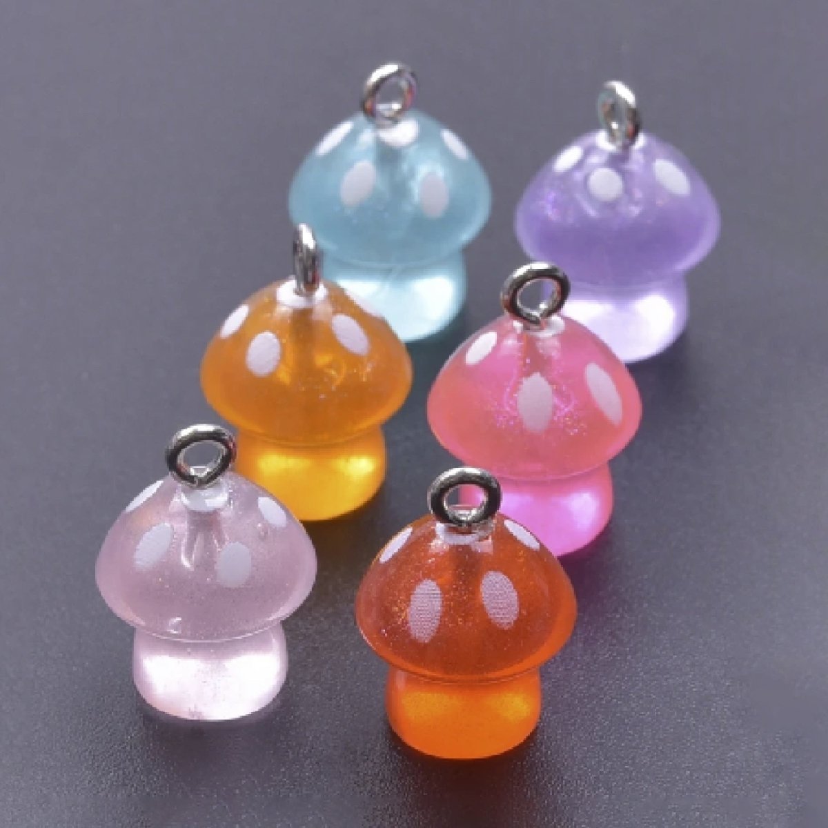10pcs Miniature Mini Garden Animal Figurines Charms with Loop Pendant Craft - Transparent Mushrooms - Asia Sell