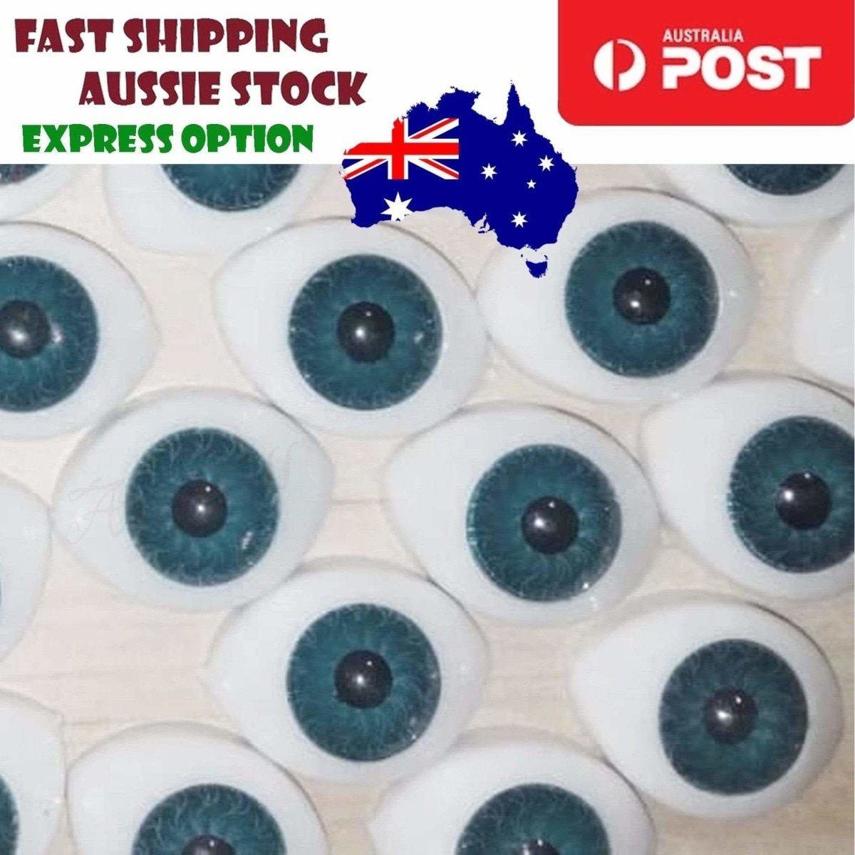10pcs Oval Plastic Eyes DARK BLUE 19mm x 14mm 10mm Iris Dolls Reborn Doll Half - - Asia Sell