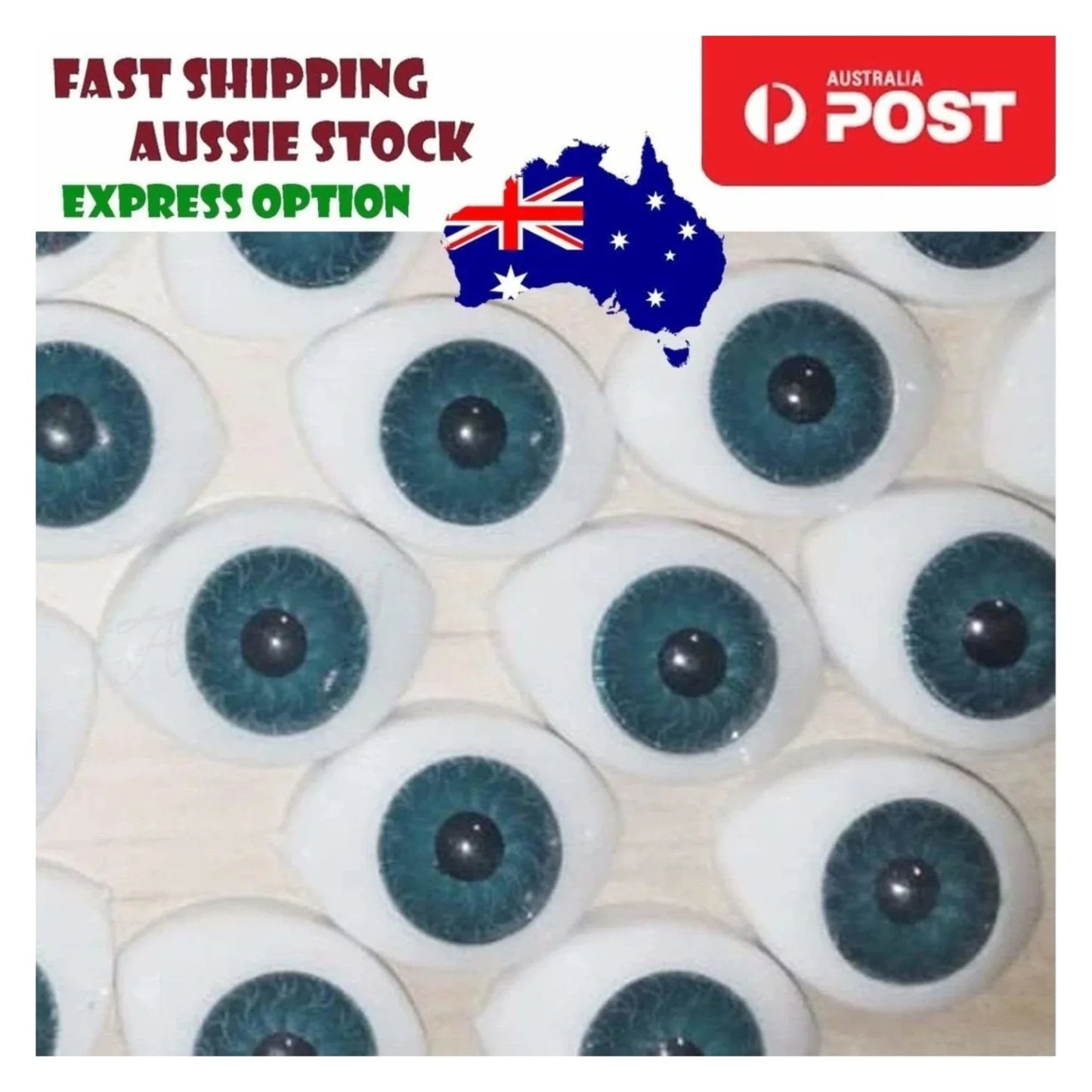 10pcs Oval Plastic Eyes DARK BLUE 19mm x 14mm 10mm Iris Dolls Reborn Doll Half - - Asia Sell