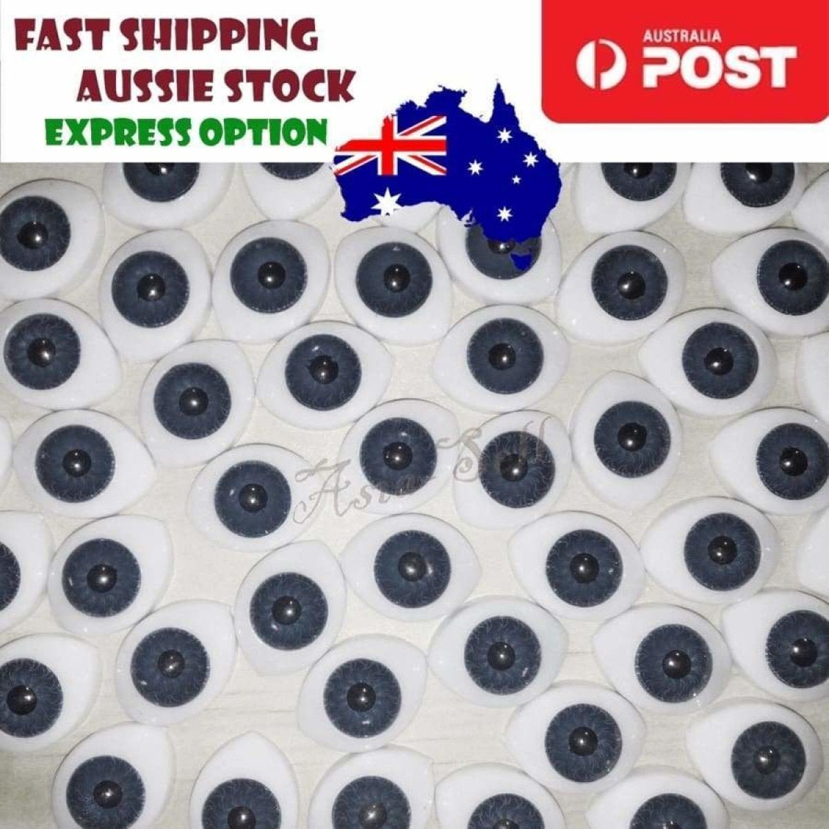 10pcs Oval Plastic Eyes DARK GREY BLACK 19mm x 14mm 10mm Iris Dolls Reborn Doll Half - - Asia Sell