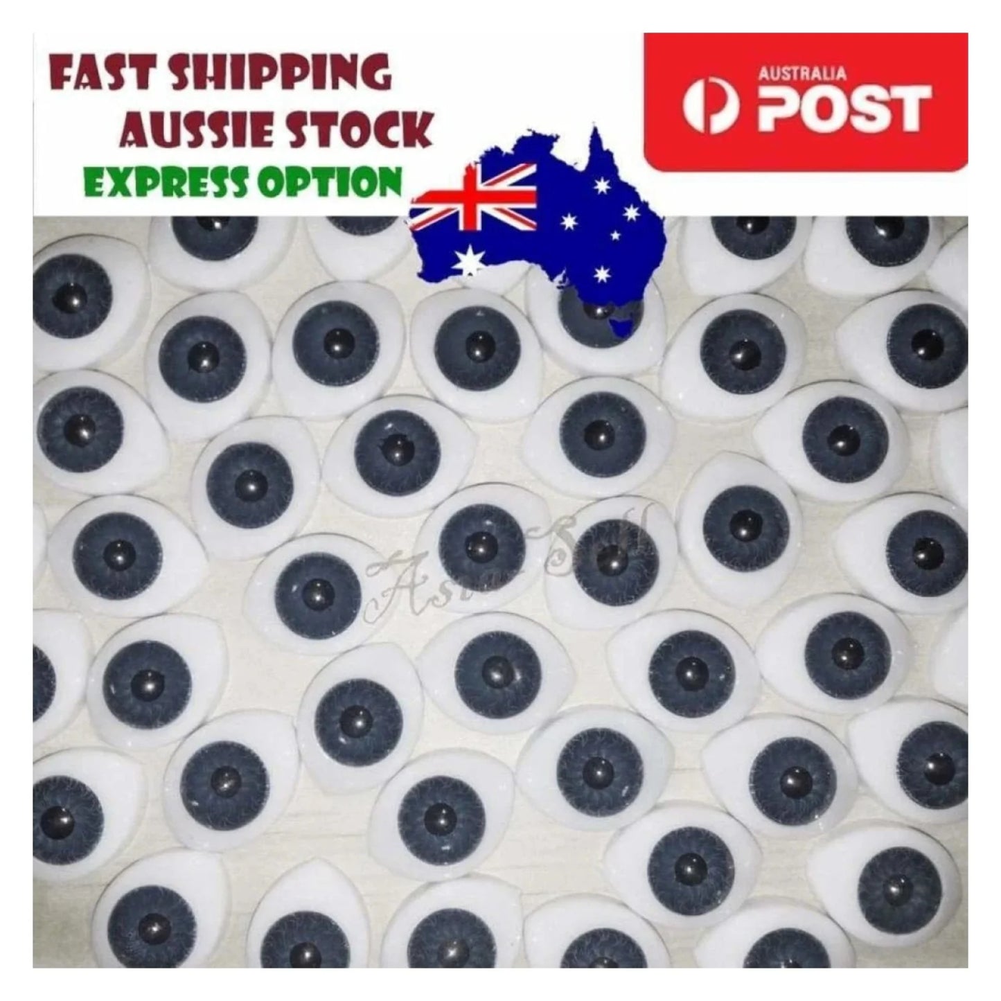 10pcs Oval Plastic Eyes DARK GREY BLACK 19mm x 14mm 10mm Iris Dolls Reborn Doll Half - - Asia Sell