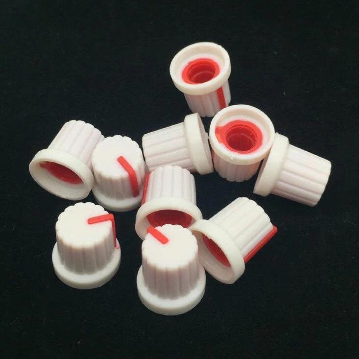10pcs Red White Volume Control Rotary Knobs For 6mm Knurled Shaft Potentiometer - - Asia Sell