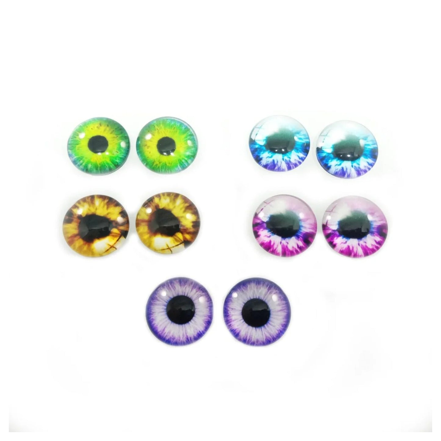 10pcs Round 18mm Glass Eyes Dragon Lizard Frog Eyeballs - Mixed Set 1 - Asia Sell
