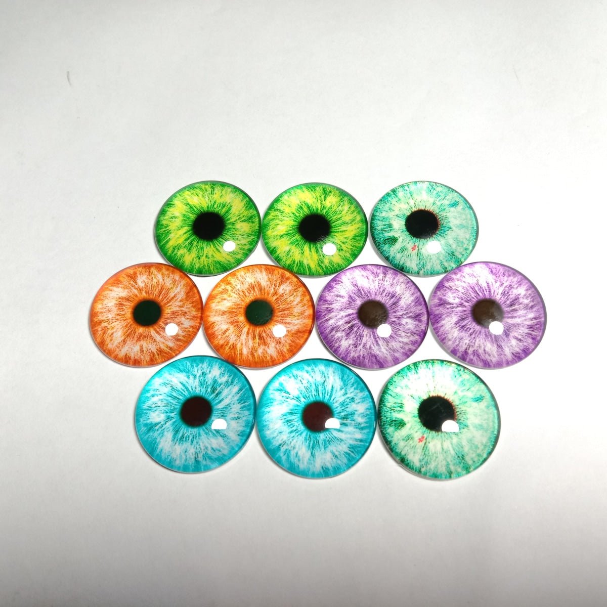 10pcs Round Glass Doll Eyes 10mm-25mm Cabochons Orange Yellow Green Purple Blue - 10mm - Asia Sell